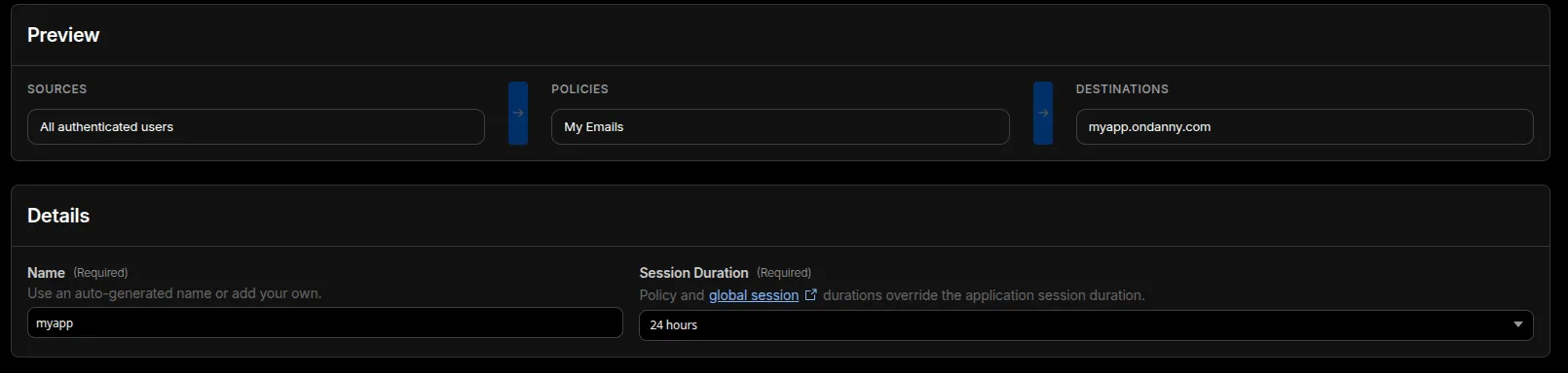 Recap at the bottom of the page plus session duration setting