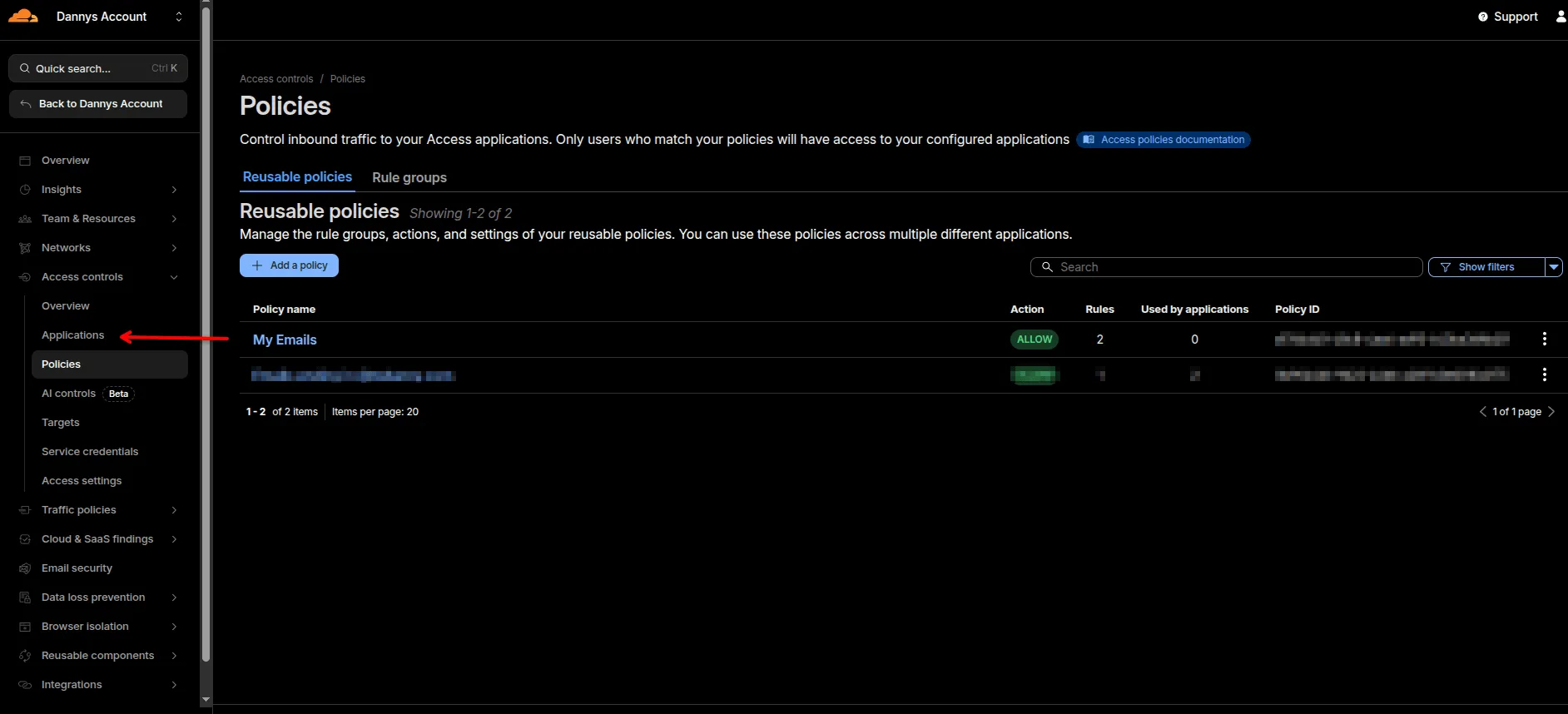 How to navigate to the Applications page