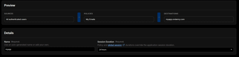 Recap at the bottom of the page plus session duration setting