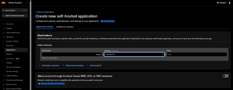 Selecting self-hosted and private option